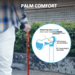 REHAND Adjustable Foldable Quad Cane,Lightweight Walking Cane for Men & Women with 4-Pronged Base for Extra Balance & Stability,Red - Image 3